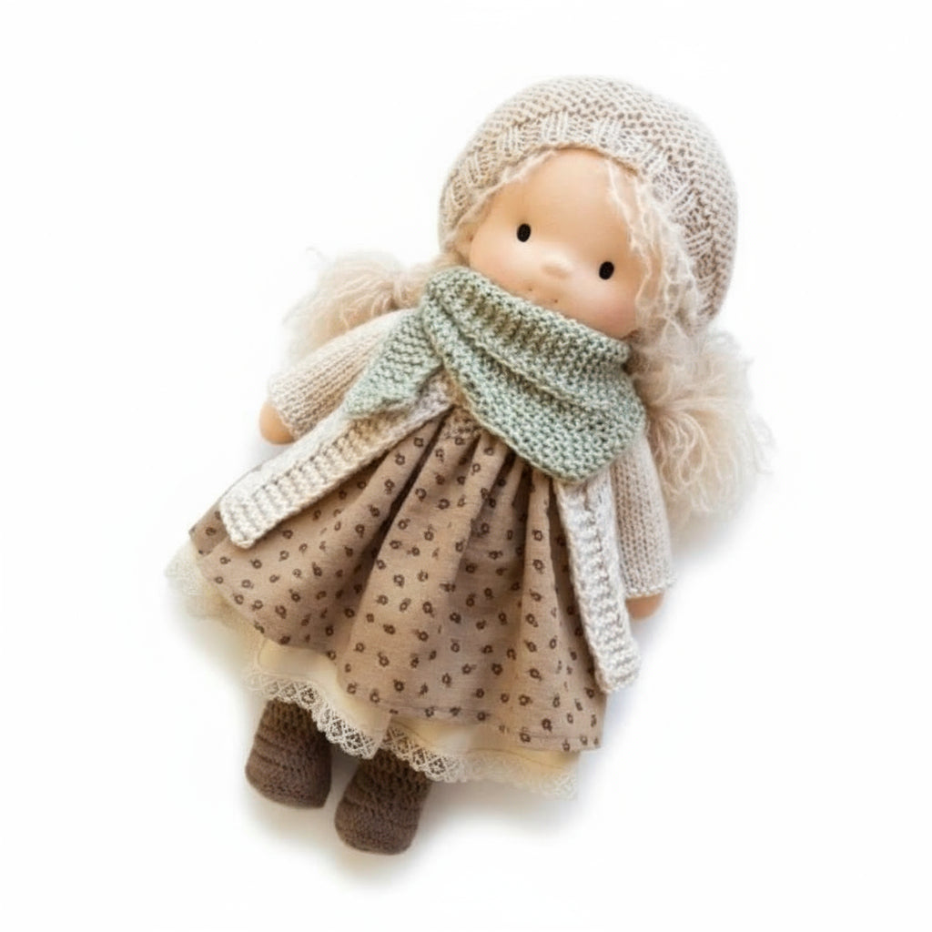 Elora Handgemachte Waldorf-Puppe – Natürliche Baumwoll-Kuschelpuppe für kreatives Spiel