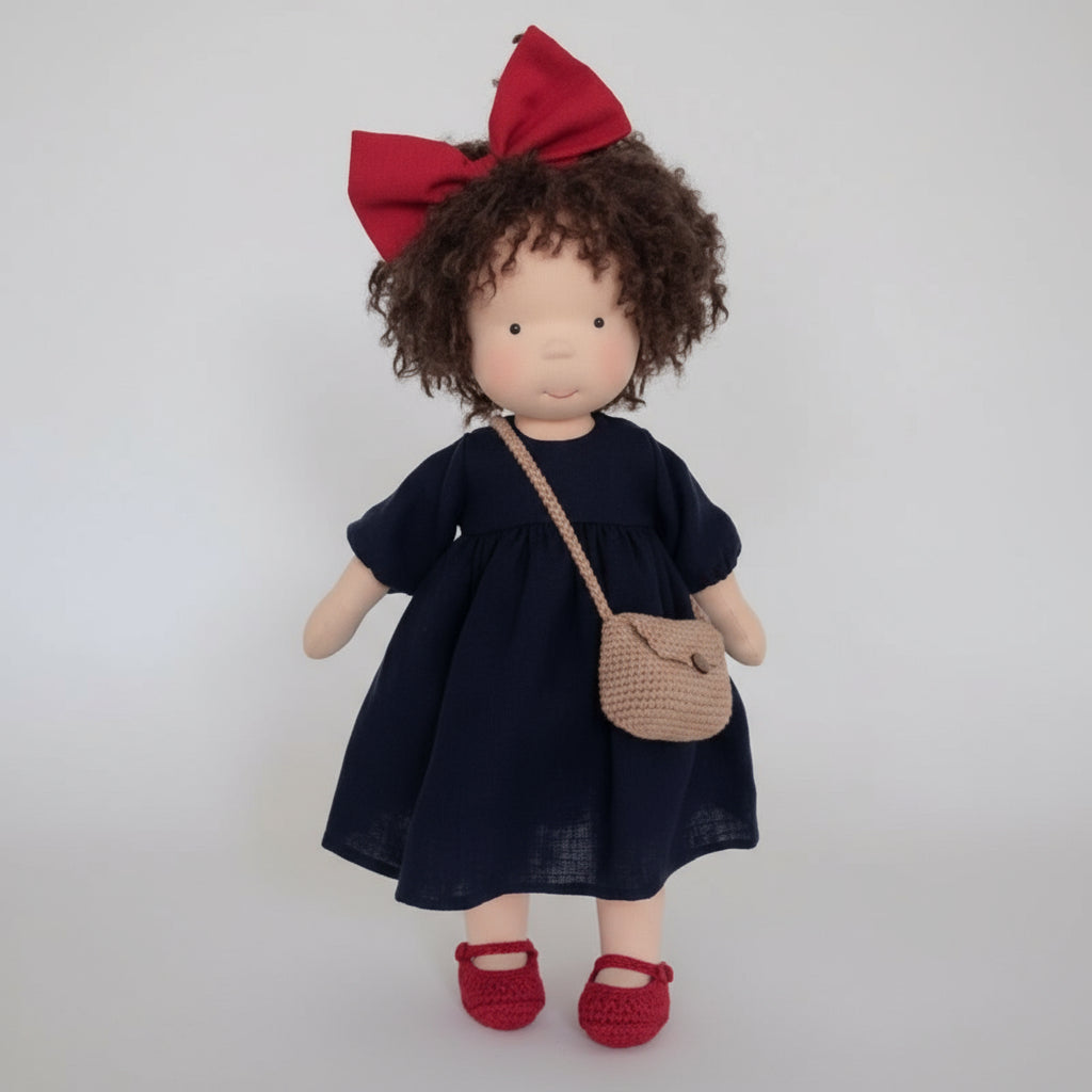 Elora Handgemachte Waldorf-Puppe – Natürliche Baumwoll-Kuschelpuppe für kreatives Spiel