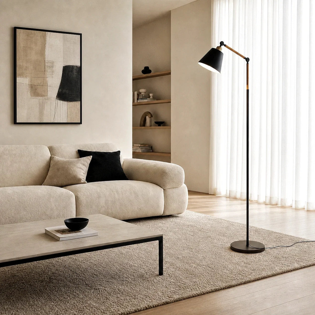 Nordic Stehlampe – Minimalistisches Design mit Verstellbarem Lampenkopf