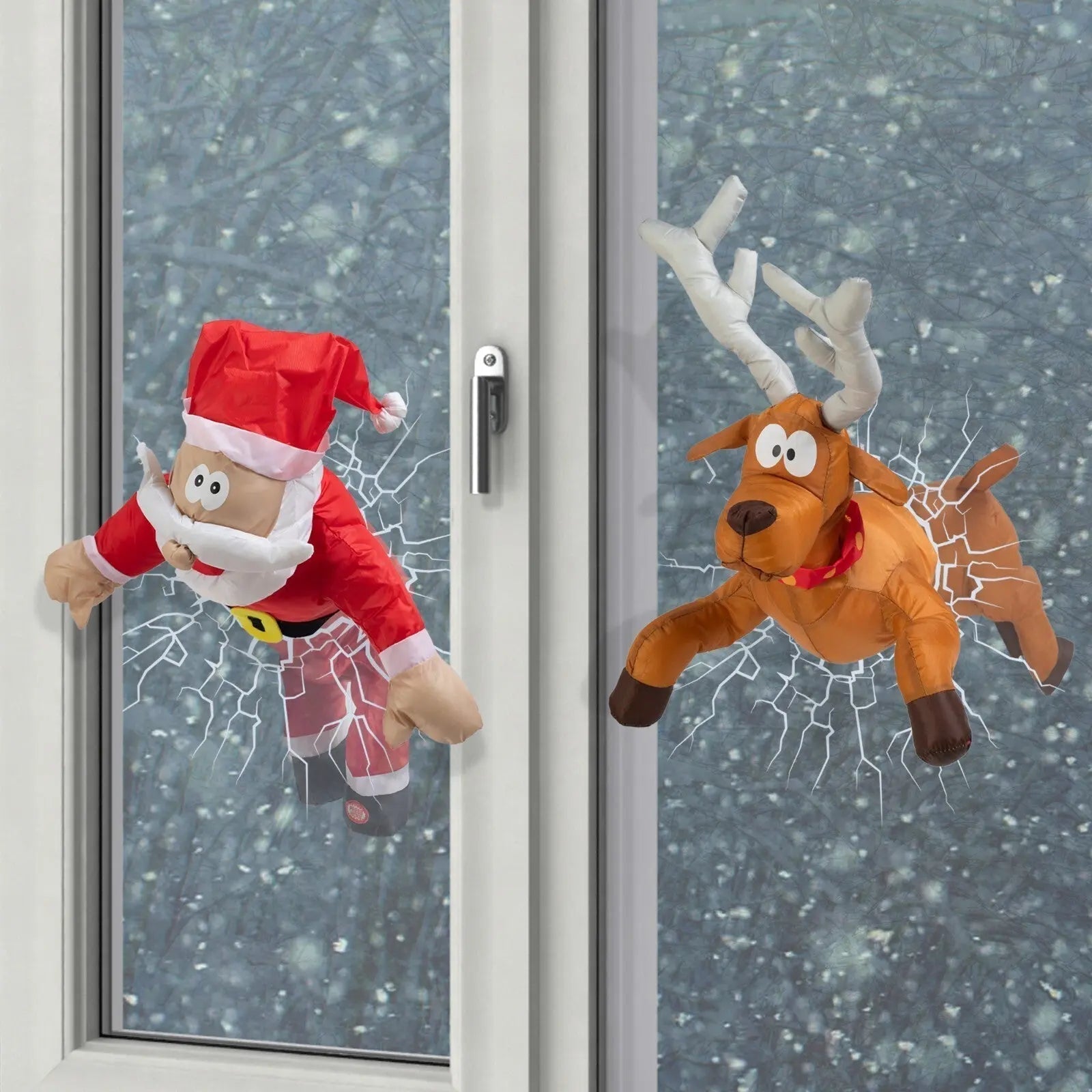 Fröhliche Weihnachtsfensterfigur ClausKlap – Bewegende, geräuschaktivierte Dekoration