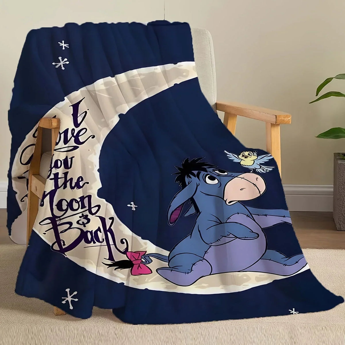 Disney Winnie Puuh I-Ah Fleece-Decke – Weiche Kuscheldecke mit Monats- und Sternenprint