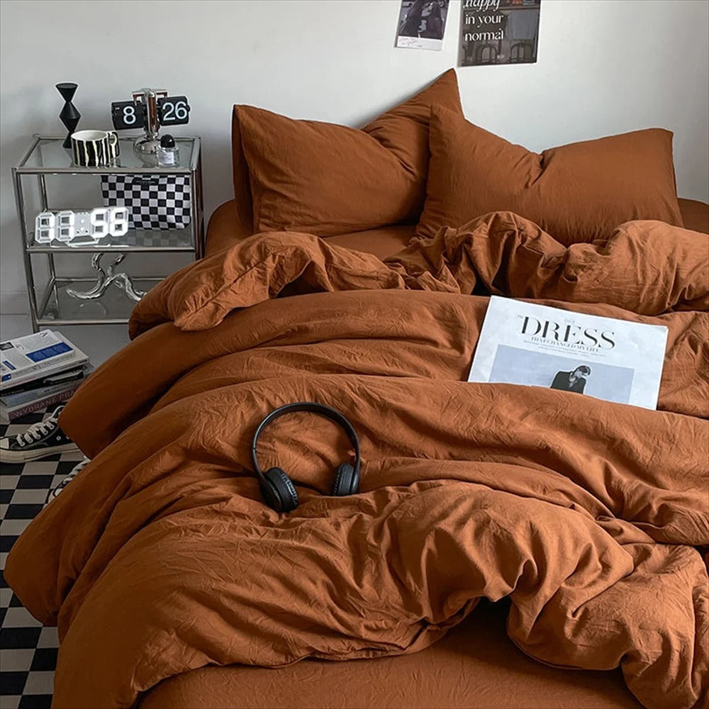 Luxuriöses 4-teiliges Bettwäsche-Set aus Polyester und Bambusfaser - Warm und Komfortabel