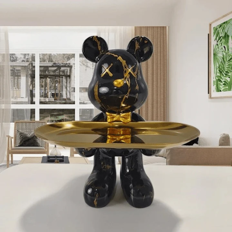 Luxetray Dekorative Bär Aufbewahrung mit Tablett Stilvoll Multifunktional Wohnzimmer Büro