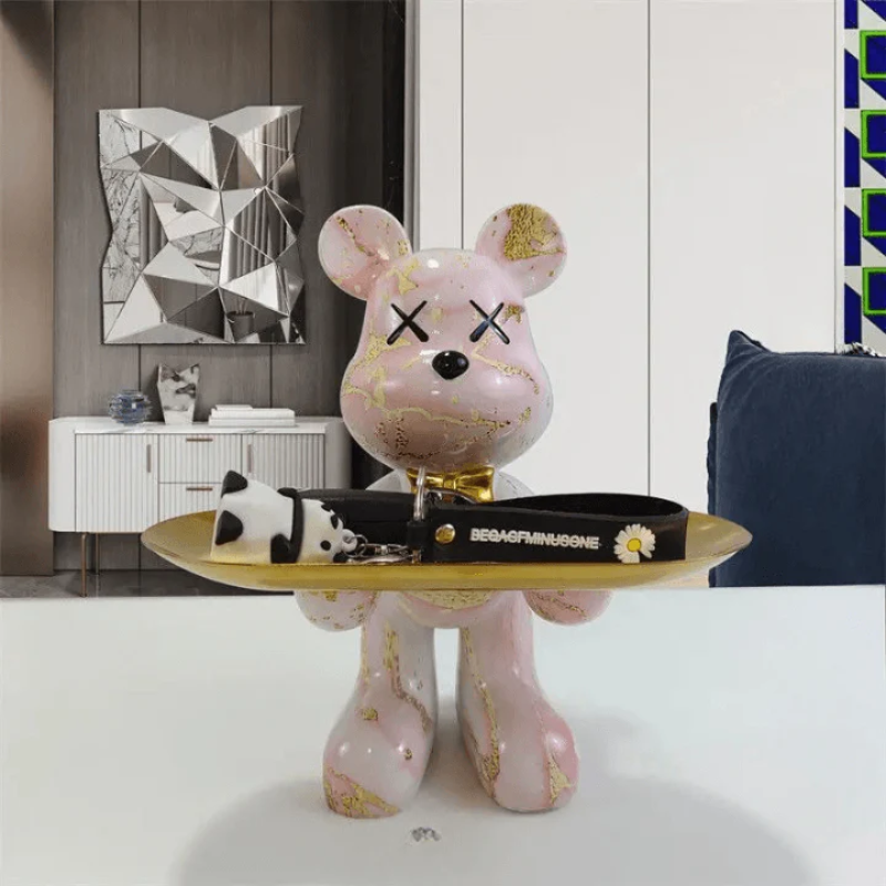 Luxetray Dekorative Bär Aufbewahrung mit Tablett Stilvoll Multifunktional Wohnzimmer Büro