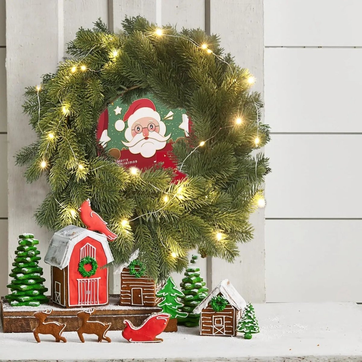 LED Weihnachtskranz mit Warmweißem Licht – Elegante Beleuchtete Weihnachtsdekoration