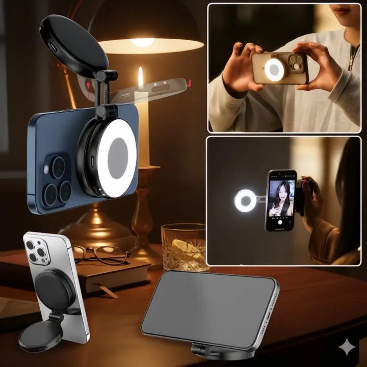 LumiClip Tragbare Selfie-Ringlicht mit Clip – Magnetisch und Wiederaufladbar