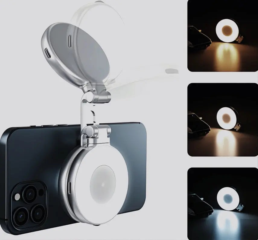 LumiClip Tragbare Selfie-Ringlicht mit Clip – Magnetisch und Wiederaufladbar