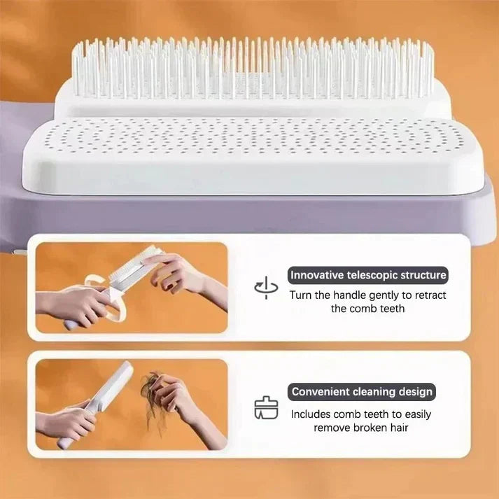 LuxéTress 4-in-1 Selbstreinigende Haarbürste | Innovative Haarbürste mit selbstreinigender Technologie für mühelos glattes und glänzendes Haar
