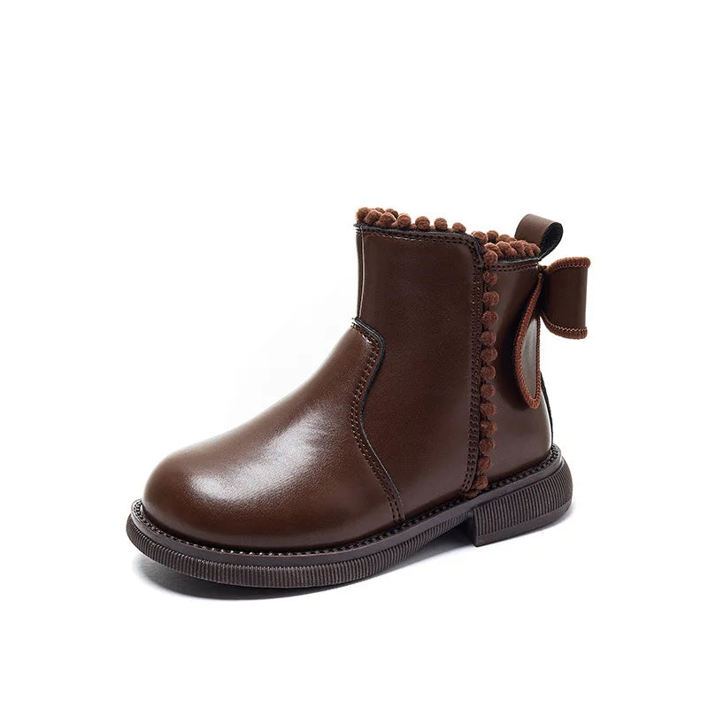LeerLief Mädchen Stiefelette – Bequeme PU-Leder Stiefel mit rutschfester Sohle und Seitenreißverschluss