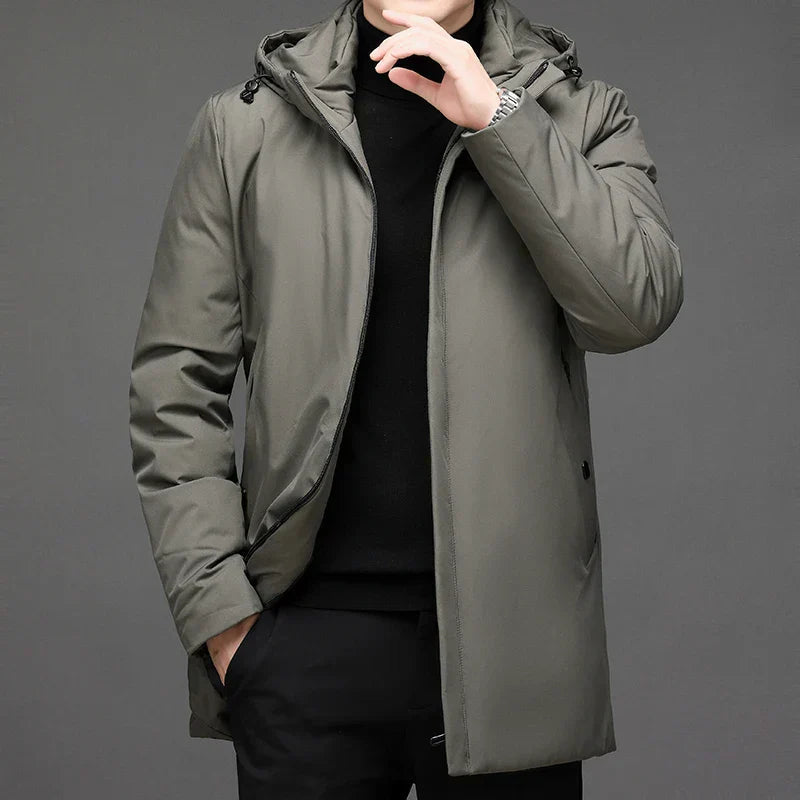 ArcticLine Herren Lange Pufferjacke – Warme Winterjacke mit Kapuze und Reißverschluss