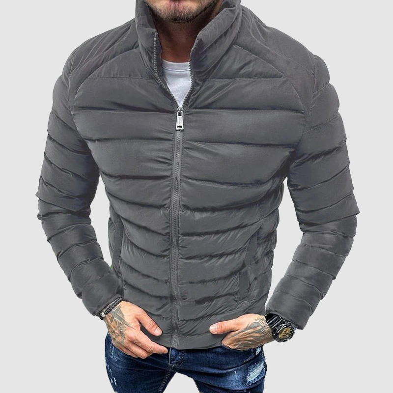 UrbanShield Herren Pufferjacke – Slim Fit Winterjacke mit Hohem Kragen