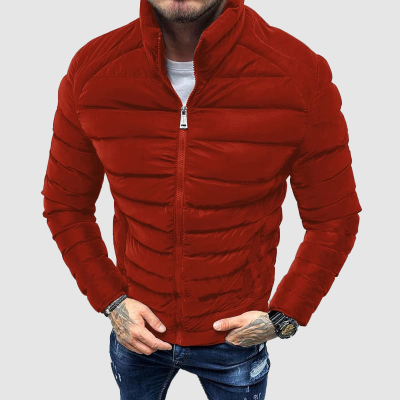 UrbanShield Herren Pufferjacke – Slim Fit Winterjacke mit Hohem Kragen
