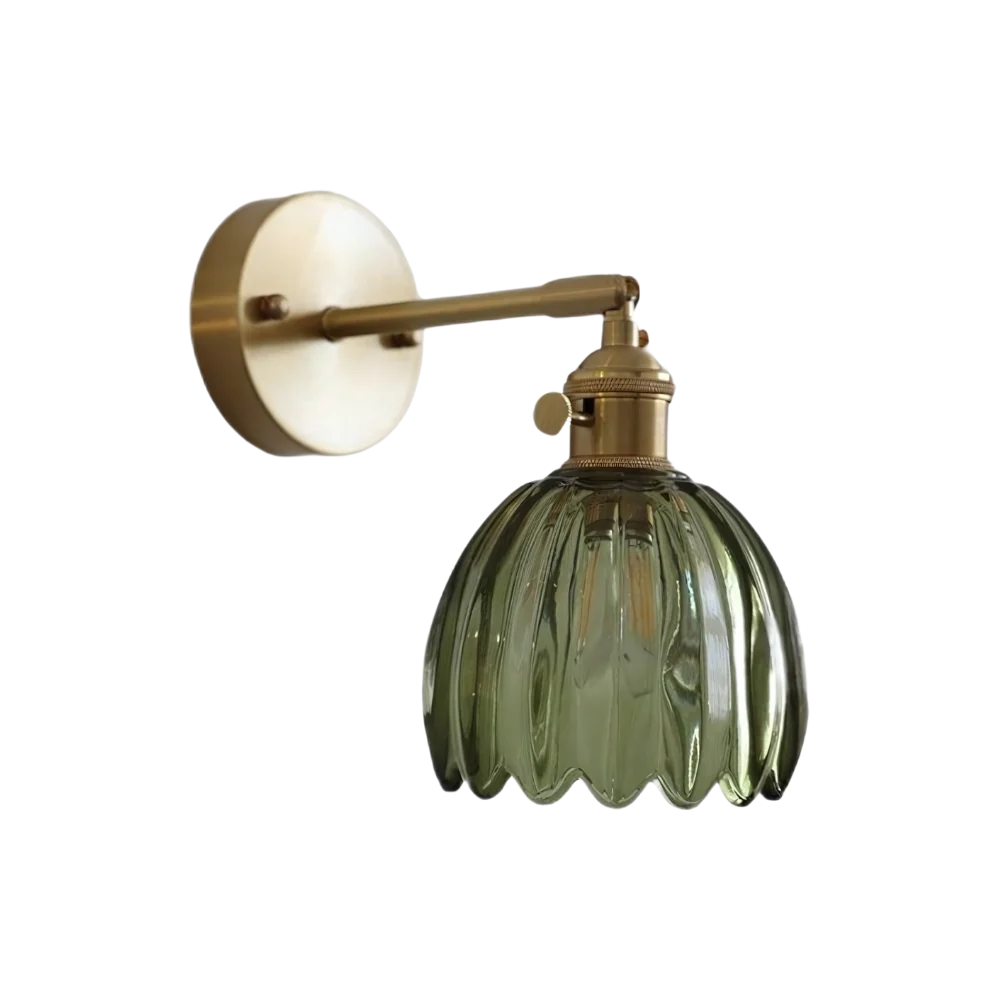 Vintage Messing Tulpen Glas Wandlampe 1-Licht