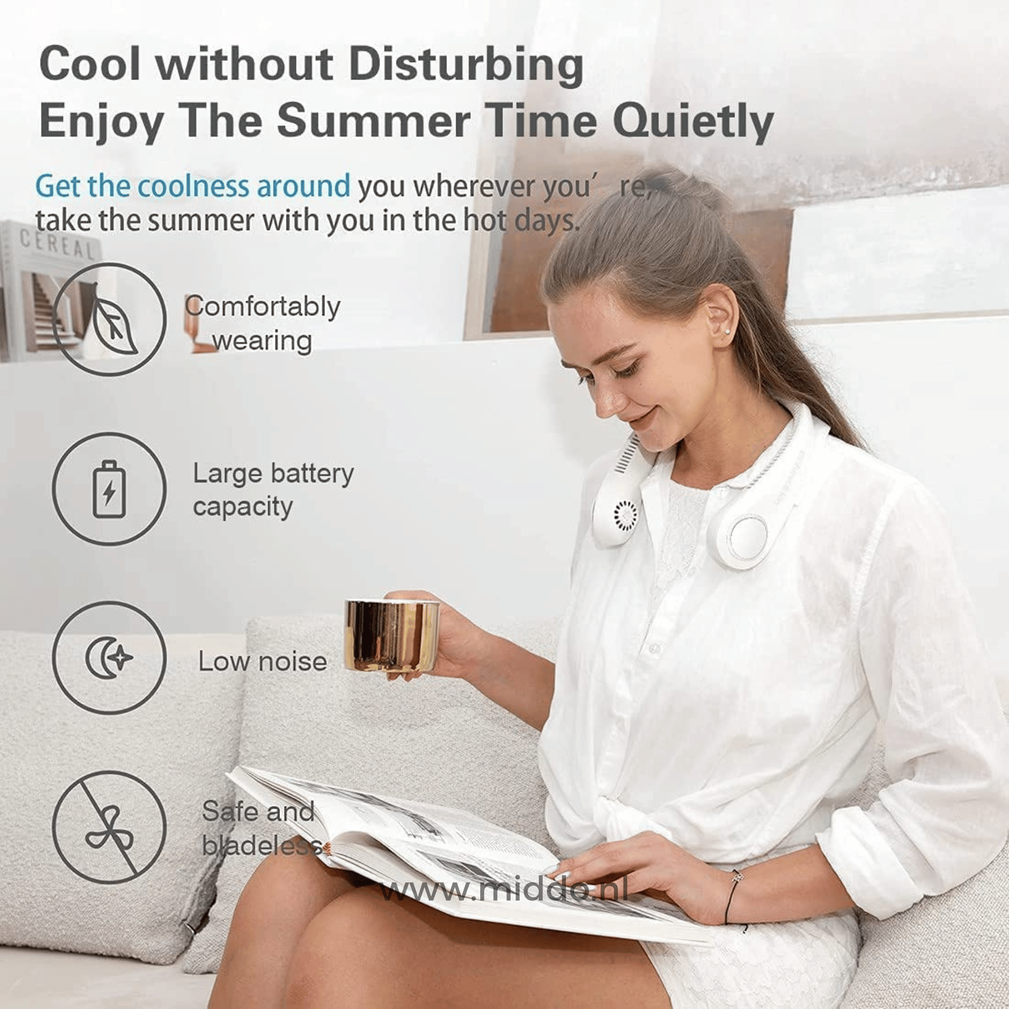 CoolBreeze Nackenventilator | Tragbarer, wiederaufladbarer Ventilator für sofortige Erfrischung