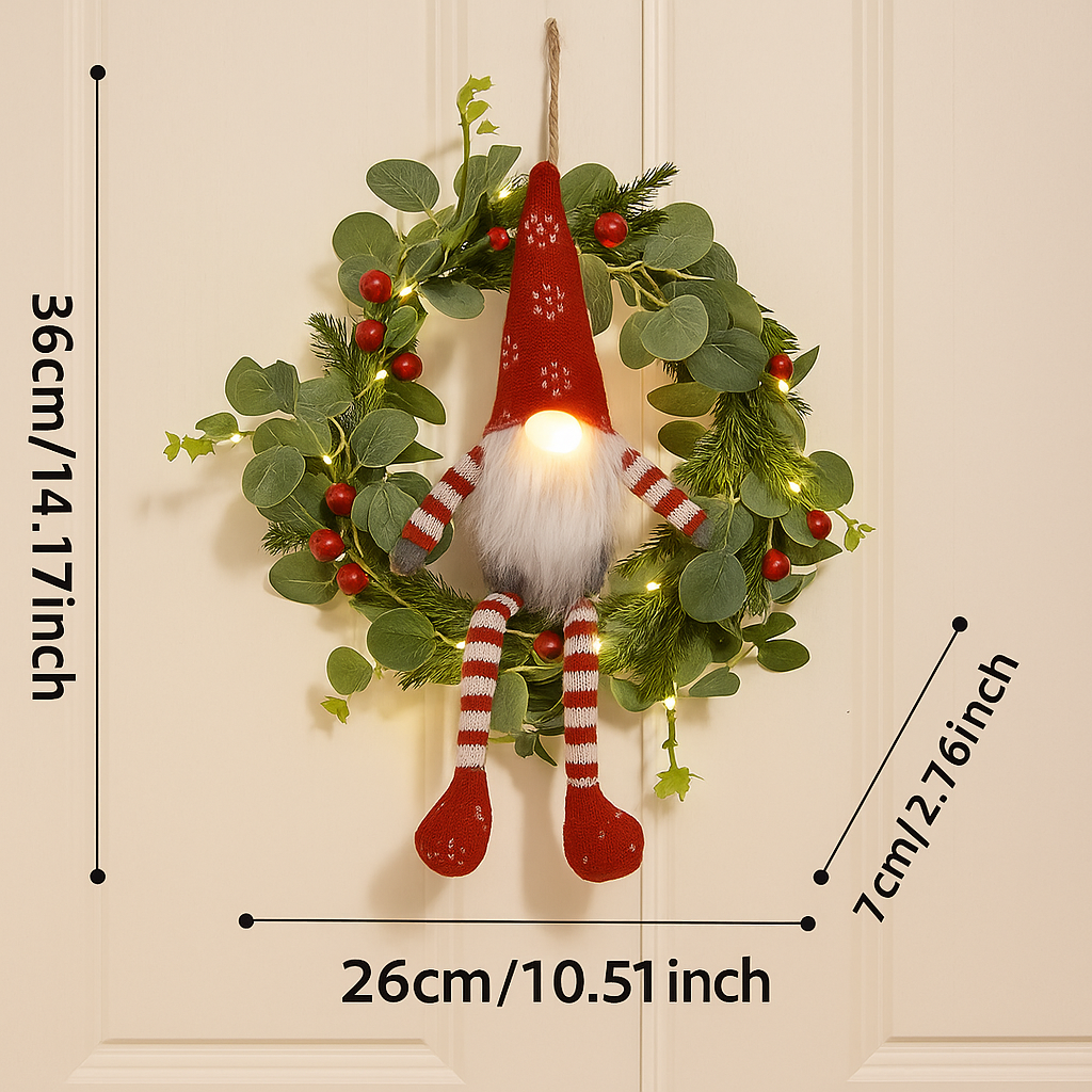Weihnachtskerzenkranz mit Kobold – Dekorative LED-Weihnachtsbeleuchtung
