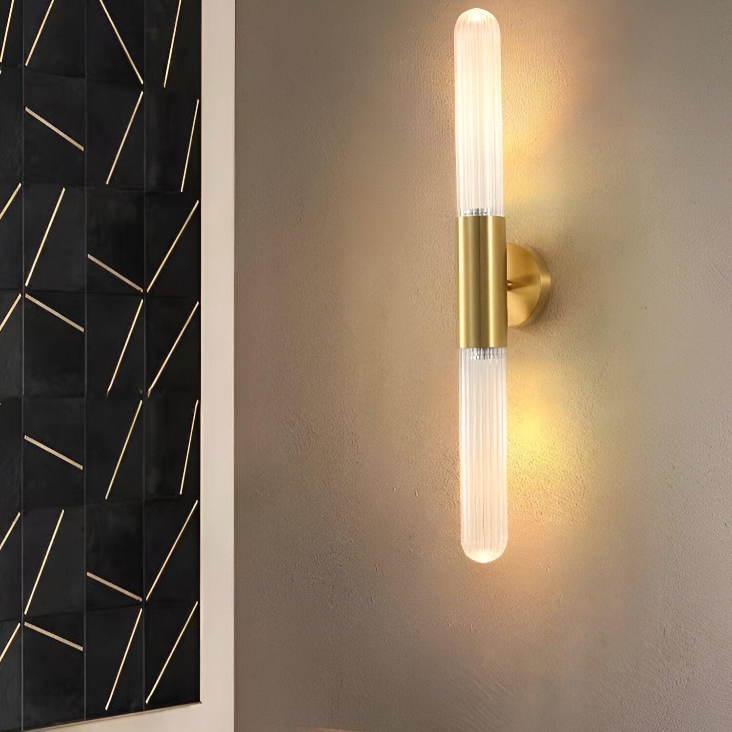 Nordic Water-Ripple Glas Messing Wandlampe LED 1-Licht