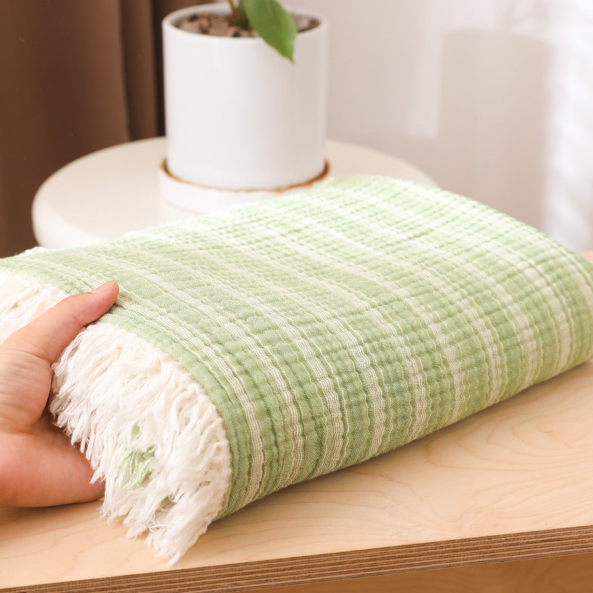 Damen Waffelstruktur Plaid – Weiche und Stilvolle Decke