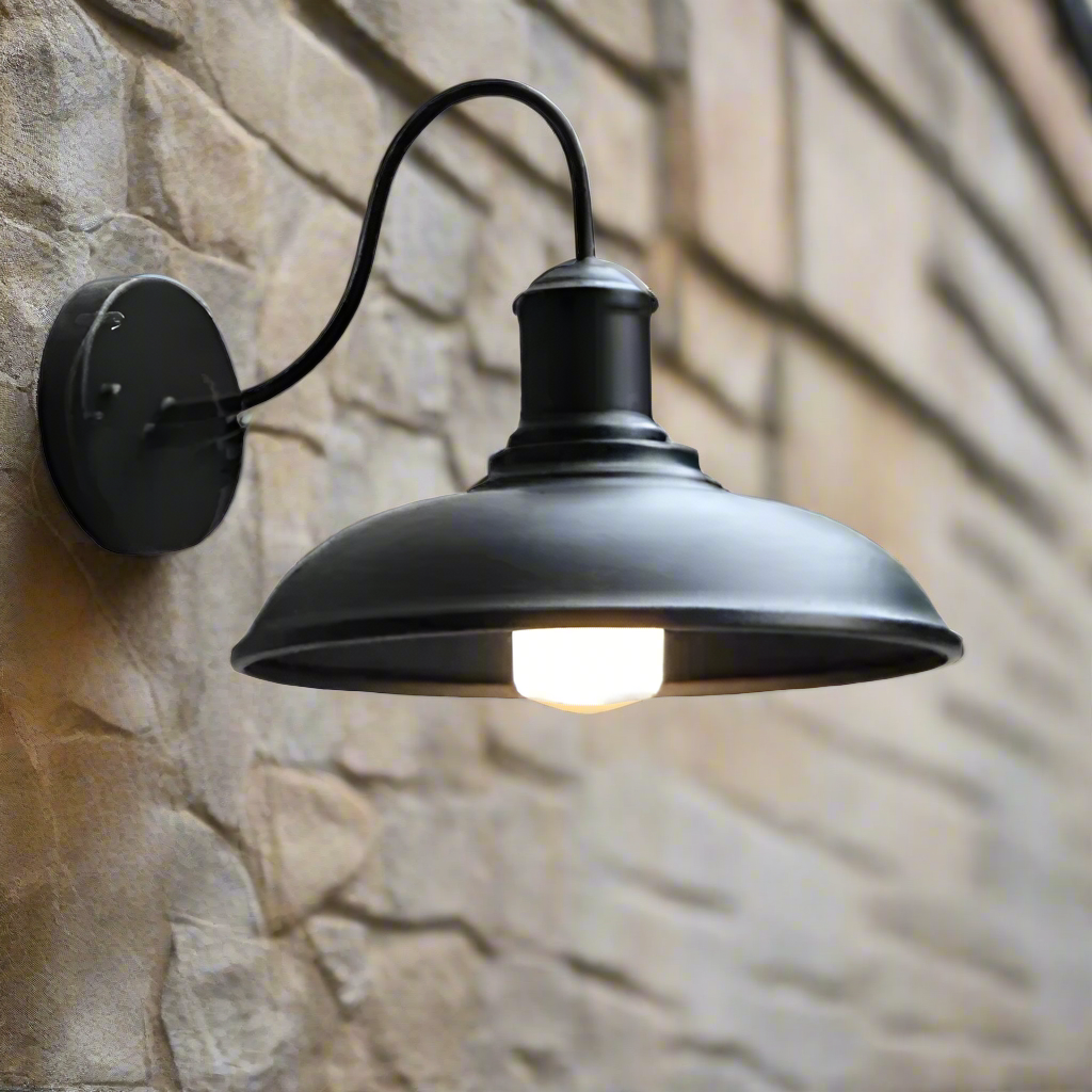 Vintage Industrielle Eisen Schüssel Außen Wandlampe LED 1-Licht
