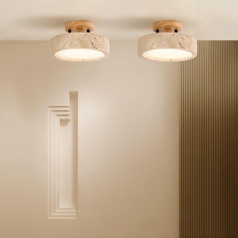 Moderne Minimalistische Travertin Runde LED Deckenleuchte 1-Lampe