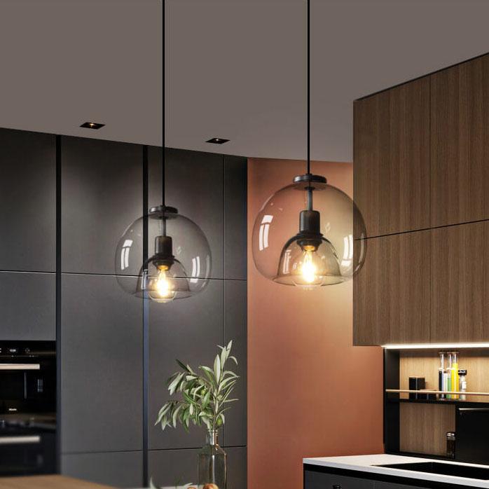 Minimalistische Rauchglas-Dome-Hängelampe 1-Licht