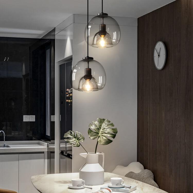 Minimalistische Rauchglas-Dome-Hängelampe 1-Licht