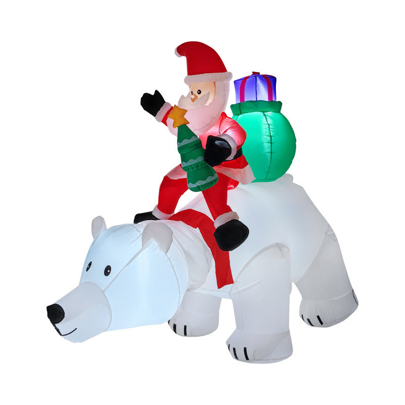 Aufblasbarer Weihnachtsmann auf Eisbär mit LED-Beleuchtung – Weihnachtsdekoration für draußen