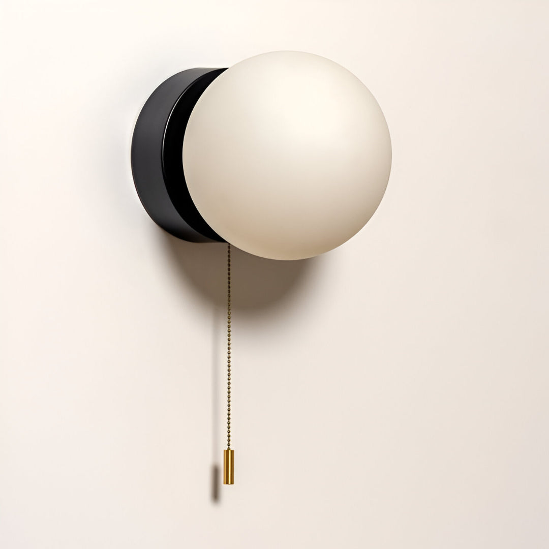 Nordic Minimalist Glas Globe Wandlampe LED 1-Licht mit Zugschalter