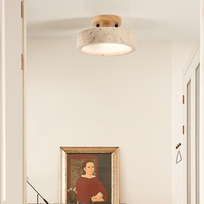 Moderne Minimalistische Travertin Runde LED Deckenleuchte 1-Lampe