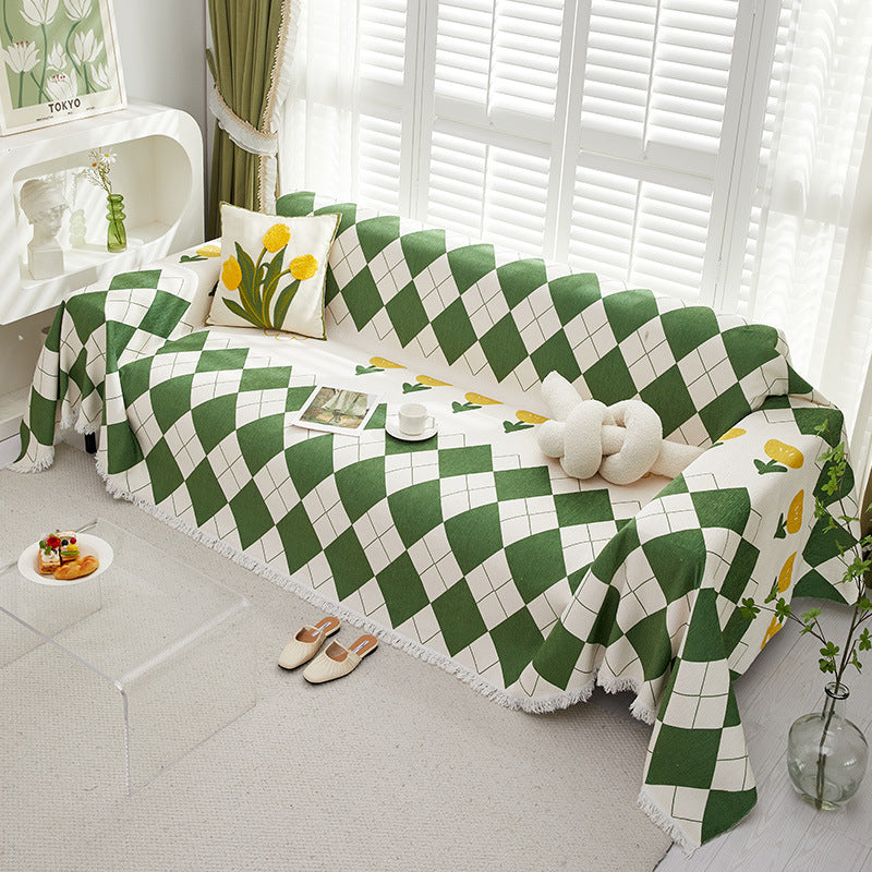 Karierte Bankdecke – Weiches Dekoratives Plaid für Sofa und Bett