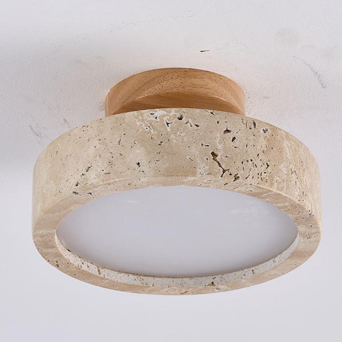Moderne Minimalistische Travertin Runde LED Deckenleuchte 1-Lampe