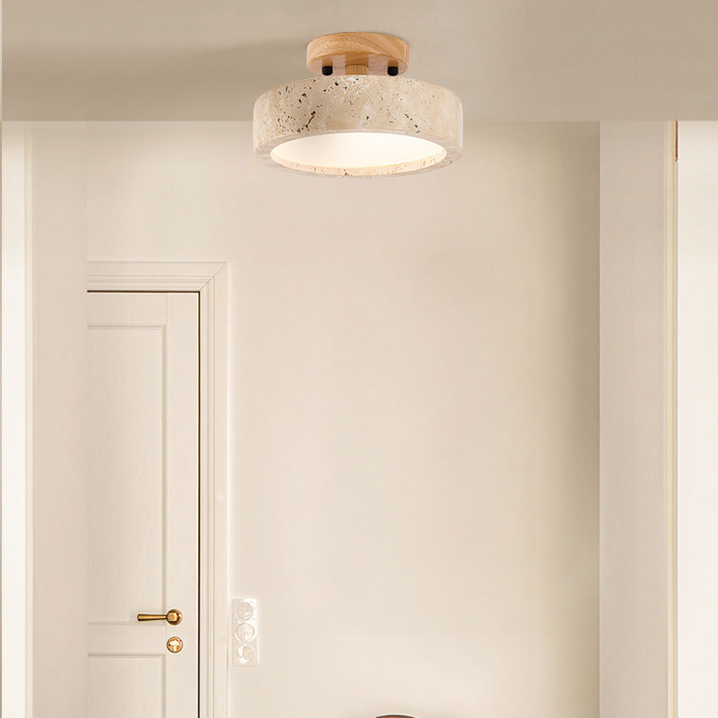 Moderne Minimalistische Travertin Runde LED Deckenleuchte 1-Lampe