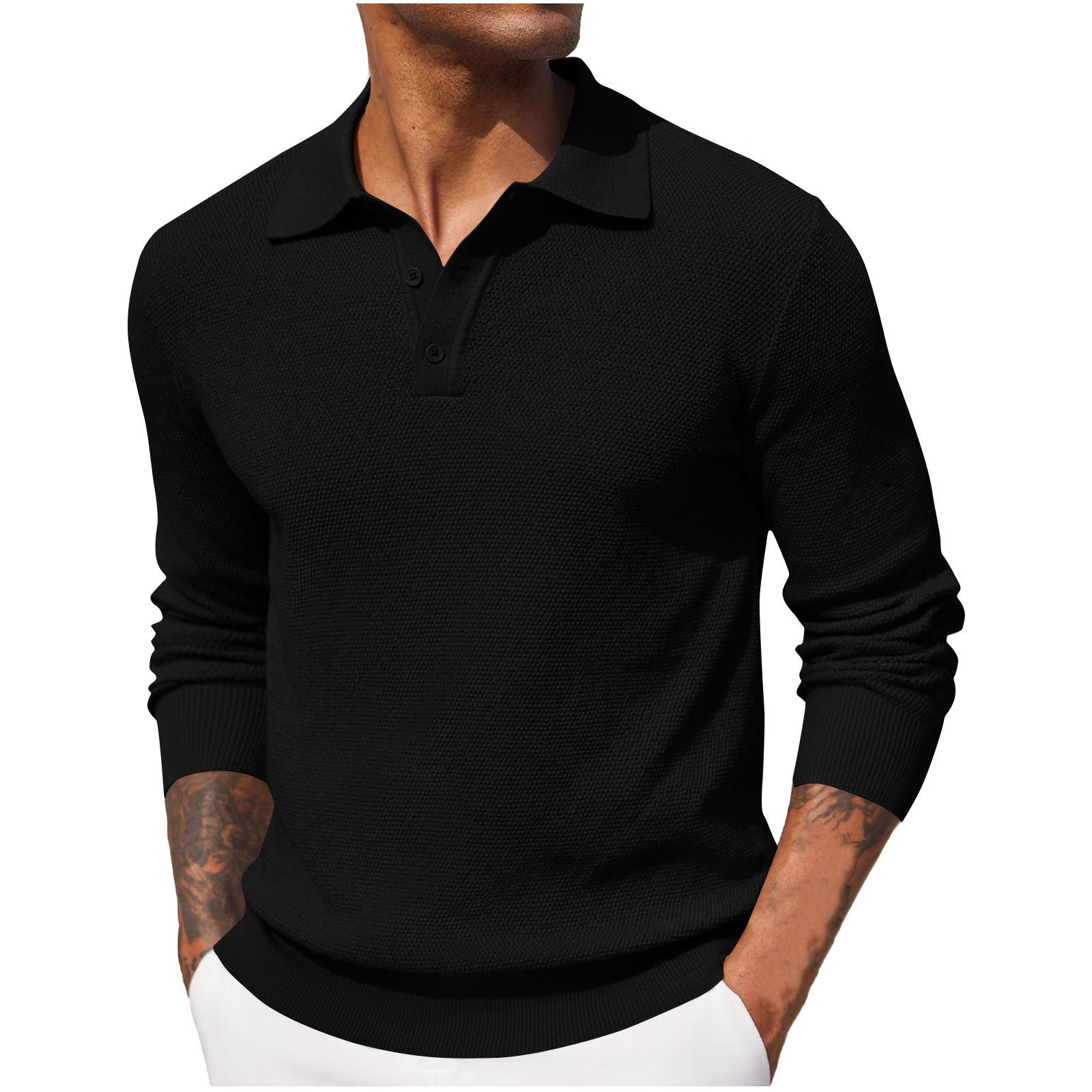 Atmungsaktives Polo für Herren | Lange Ärmel