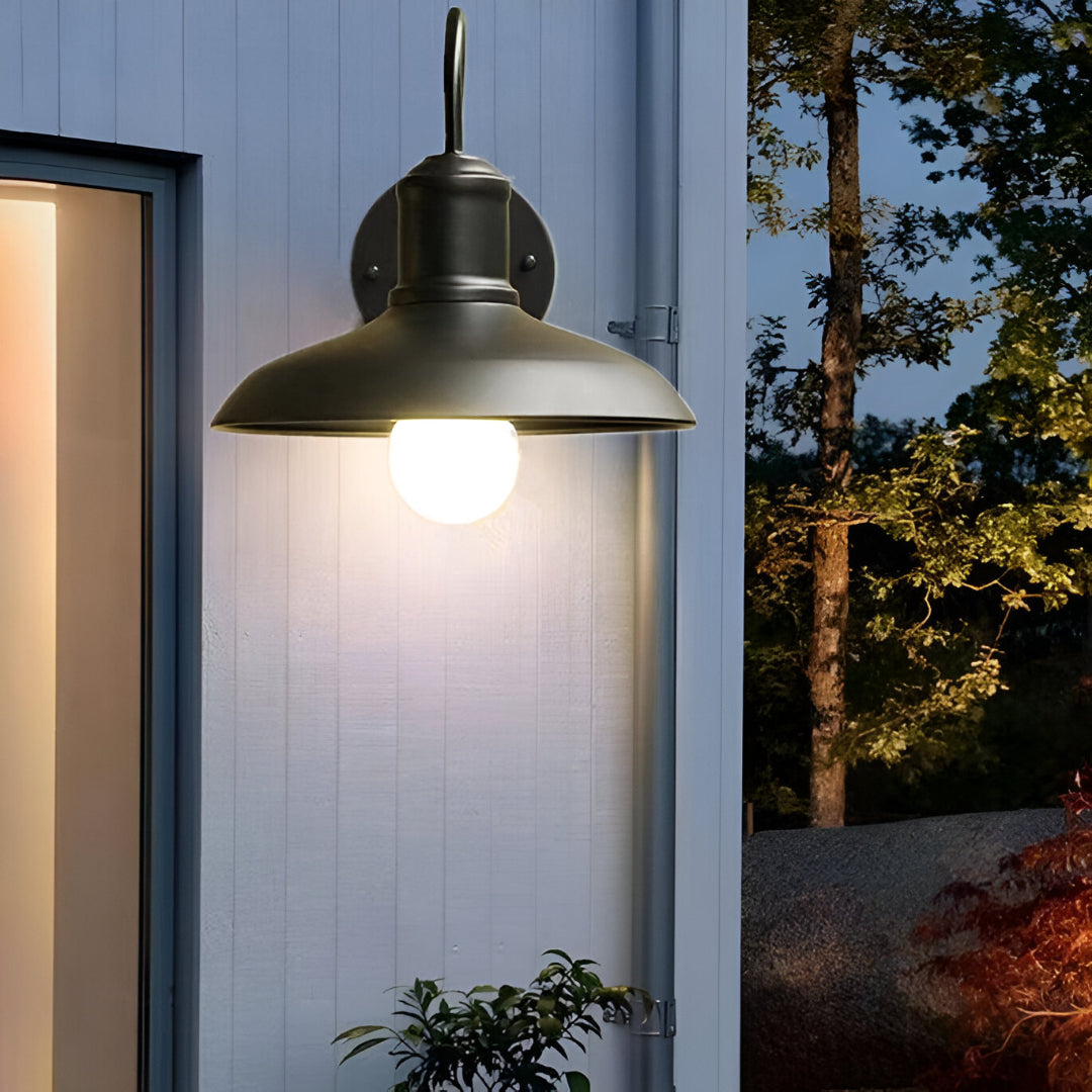 Vintage Industrielle Eisen Schüssel Außen Wandlampe LED 1-Licht