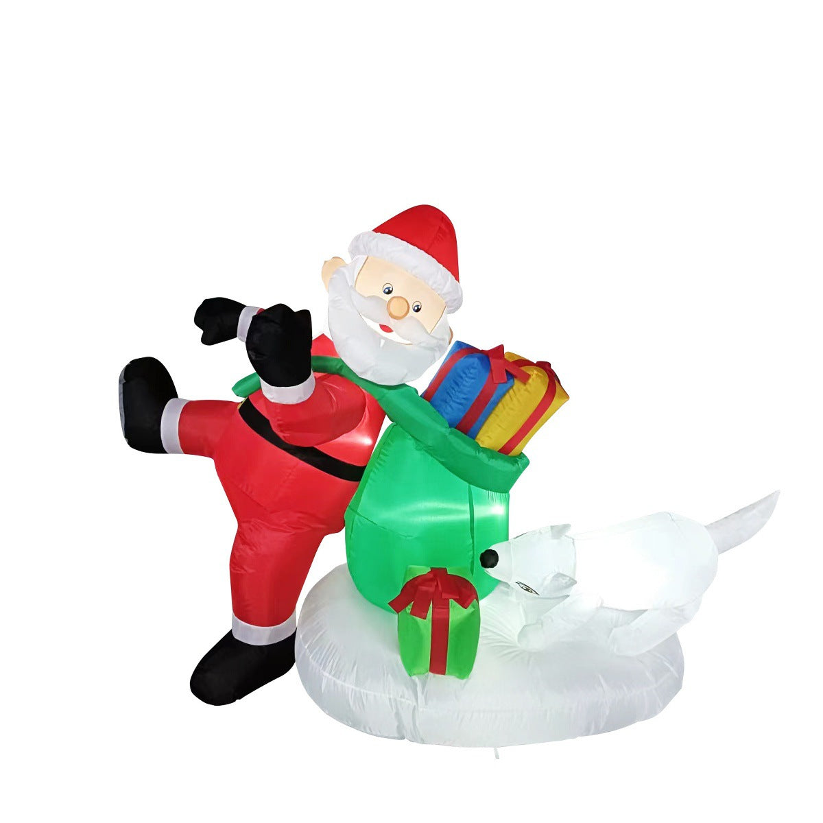 Aufblasbarer Weihnachtsmann auf Eisbär mit LED-Beleuchtung – Weihnachtsdekoration für draußen