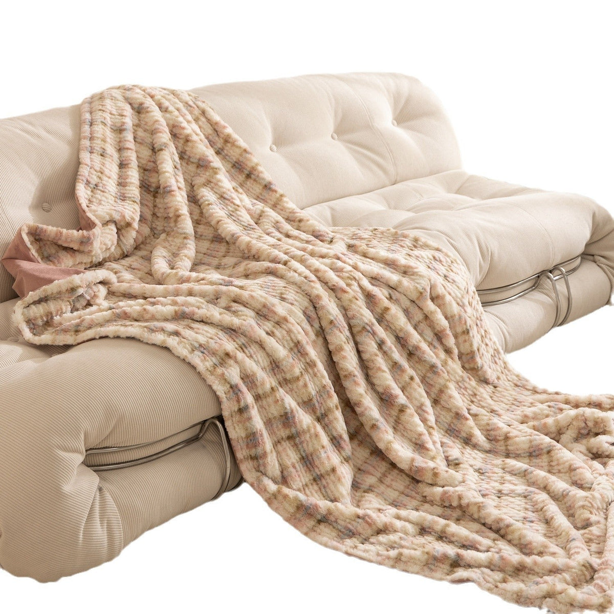 Luxe Kunstfell Plaid mit Wellenstruktur – Weiche Fleece-Decke mit Mikrofaser-Rückseite