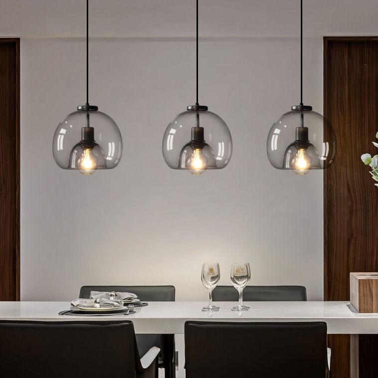 Minimalistische Rauchglas-Dome-Hängelampe 1-Licht
