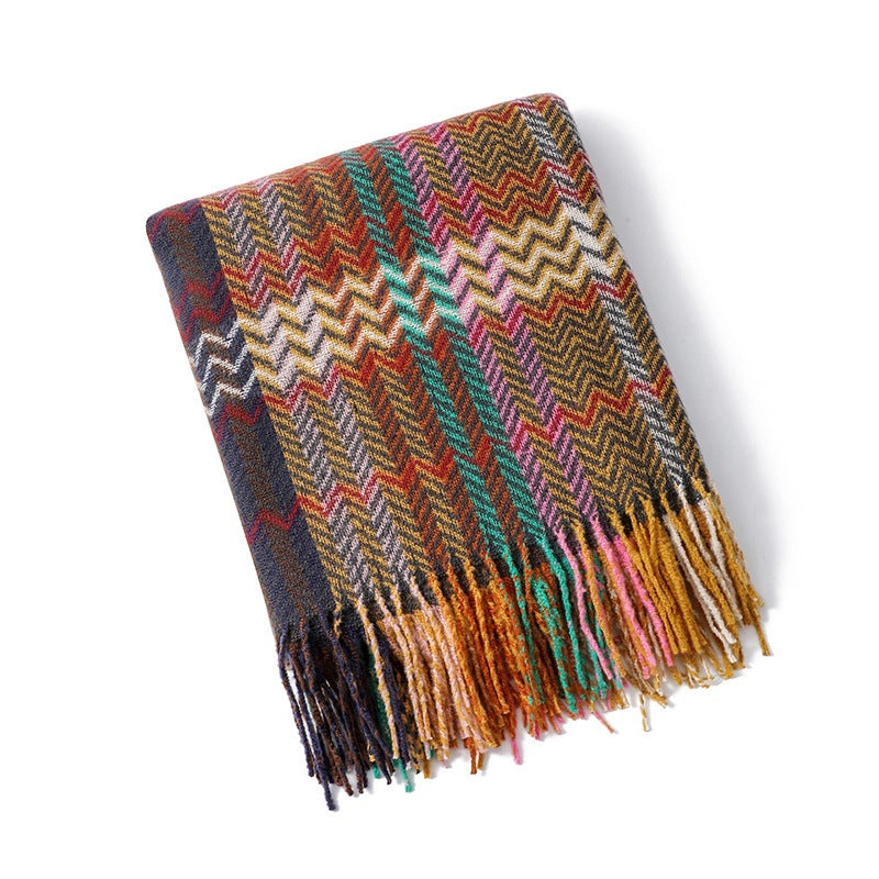 Gewebte Plaid-Decke mit Fransen – Dekorative Bankdecke