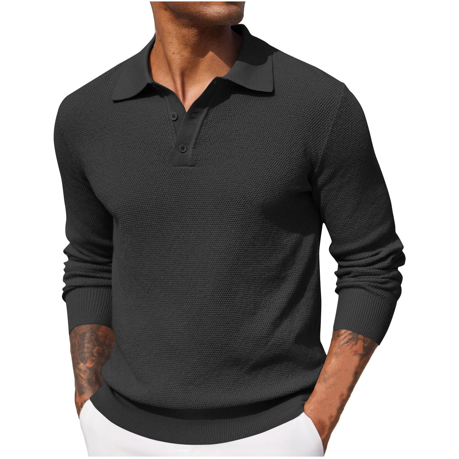 Atmungsaktives Polo für Herren | Lange Ärmel