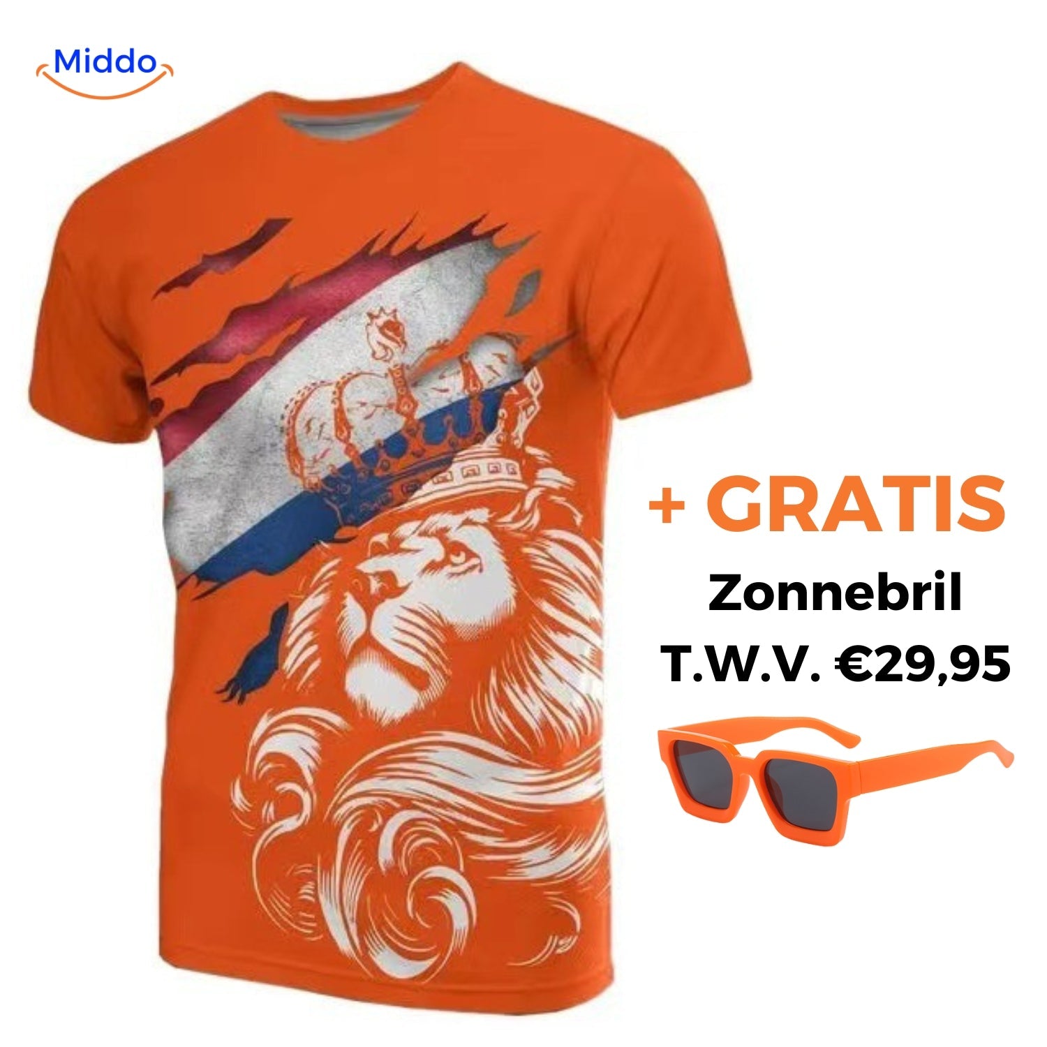 OrangeSupport Fan T-Shirt | Unterstütze die Niederlande mit Stil + GRATIS Sonnenbrille im Wert von 29,95