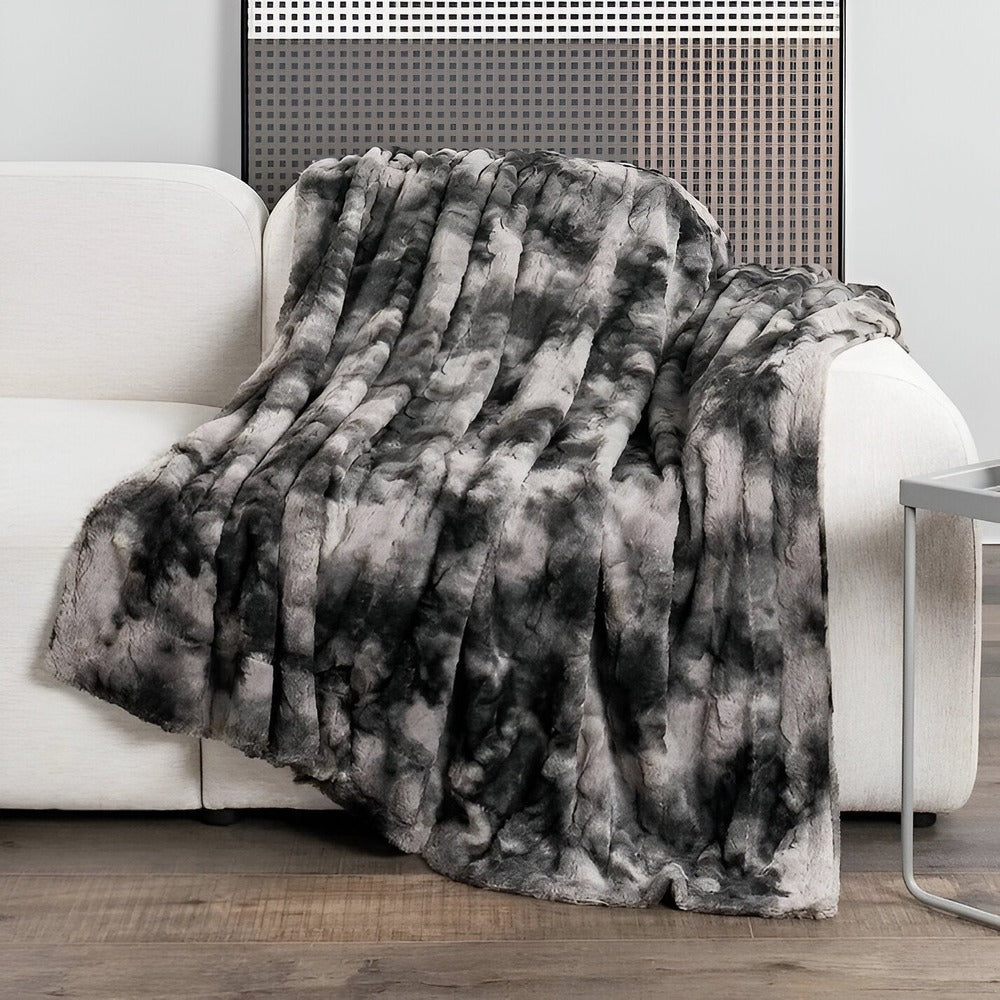 Weiche Velours-Winterdecke – Warmes Koraalfleece-Plaid mit Batikmuster