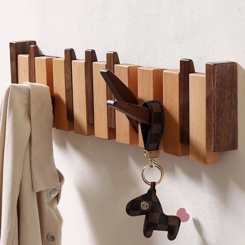 Wandgarderobe im Klavierdesign | Handgefertigtes Holz | Natur