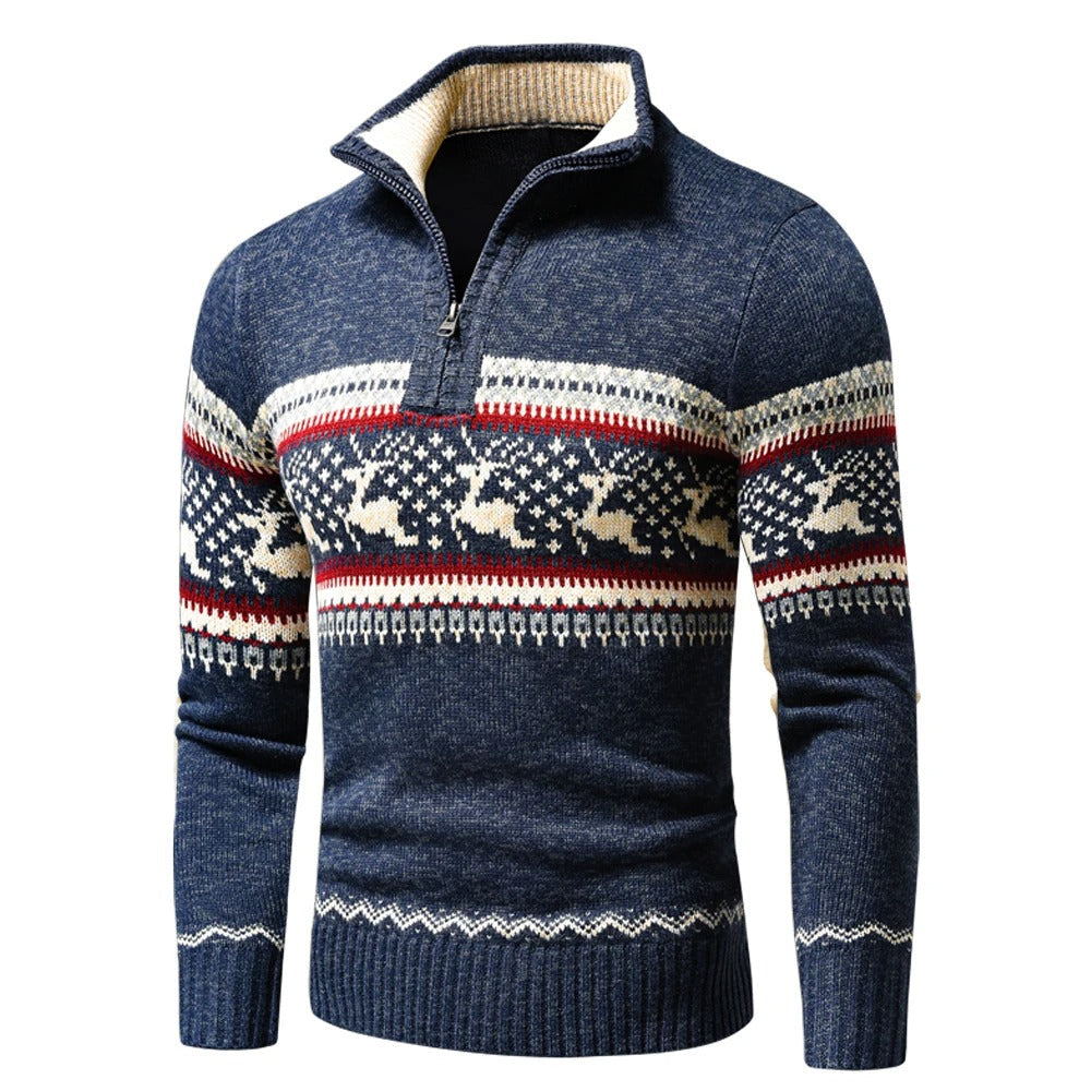 Lorvik | Gemütlicher warmer Weihnachts-Pullover mit Reißverschluss und hohem Kragen für Herren