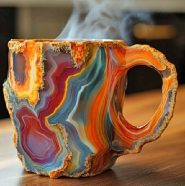 Handgefertigte Kaffeetassen aus Mineral-Kristall, Isoliert, Mikrowellengeeignet, 350-450 ml