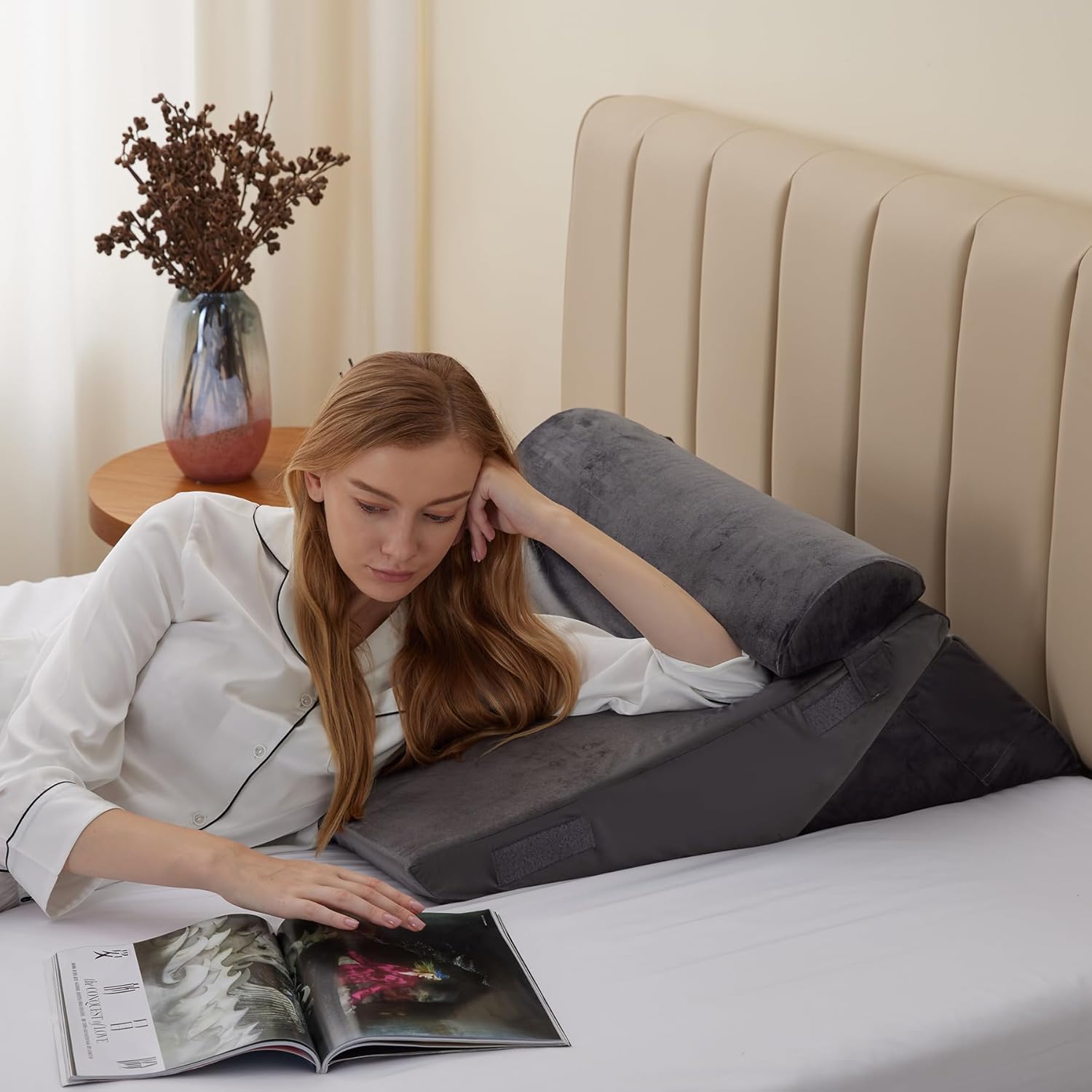 Verstellbares orthopädisches Keilkissen RelaxPlus - Premium 7-in-1-Memory-Schaum-Unterstützungssystem
