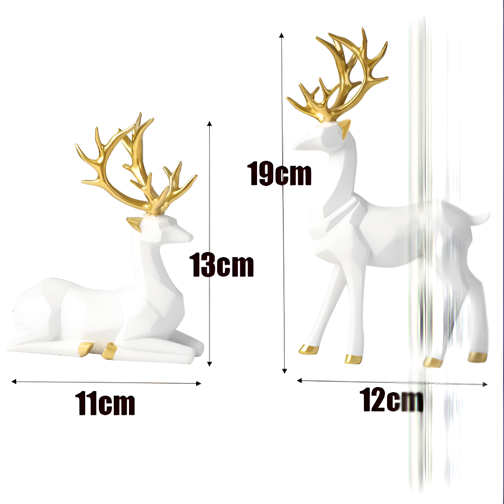 Geometrisches Rentier Figurenset – Moderne 2-teilige Resin-Dekoration
