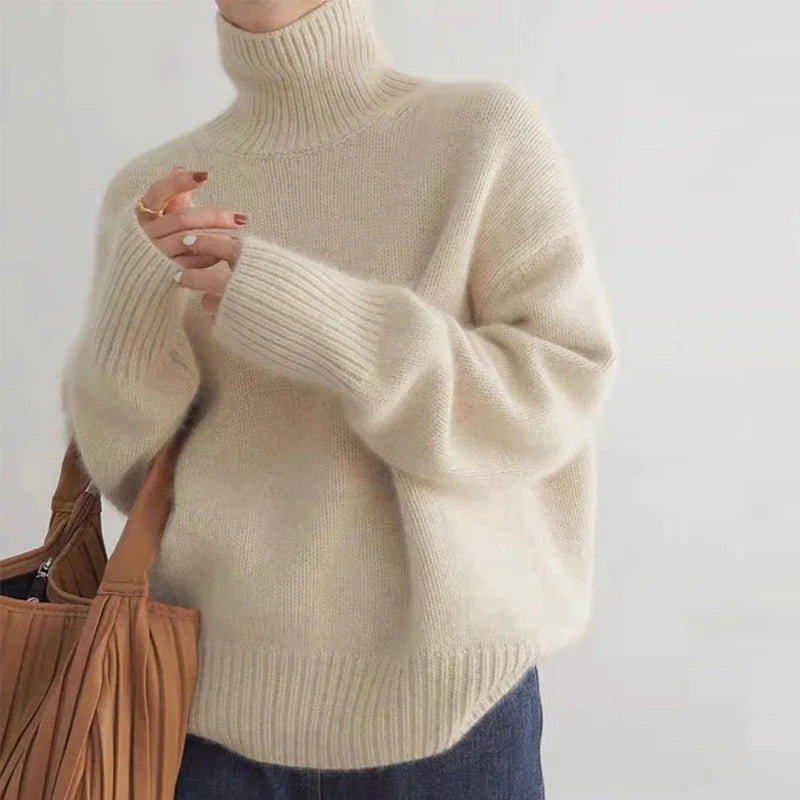 Eleganter Damen Rollkragenpullover Elayna – Weicher warmer Rollkragen mit luxuriösem Schnitt