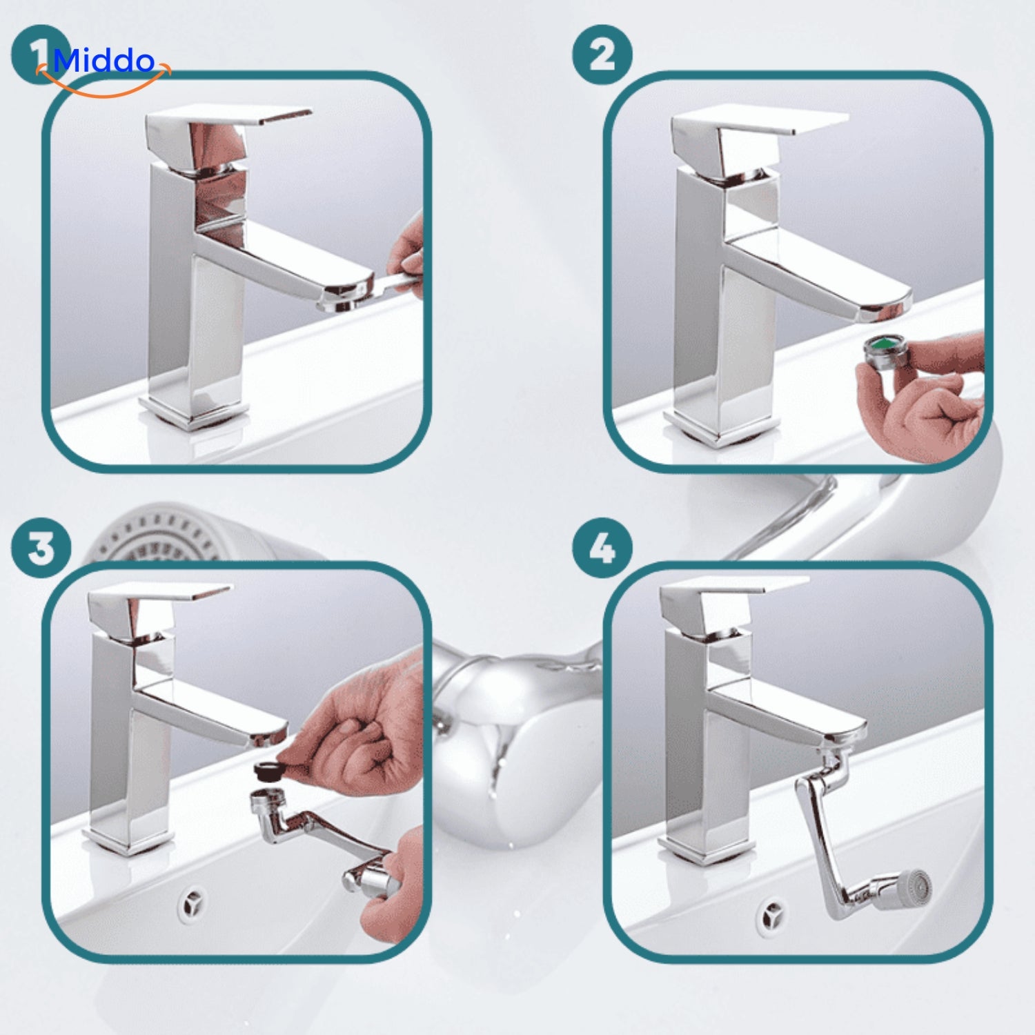 AquaTwist Wasserhahn-Aufsatz | 1080° drehbar für müheloses Waschen und 1+1 GRATIS!