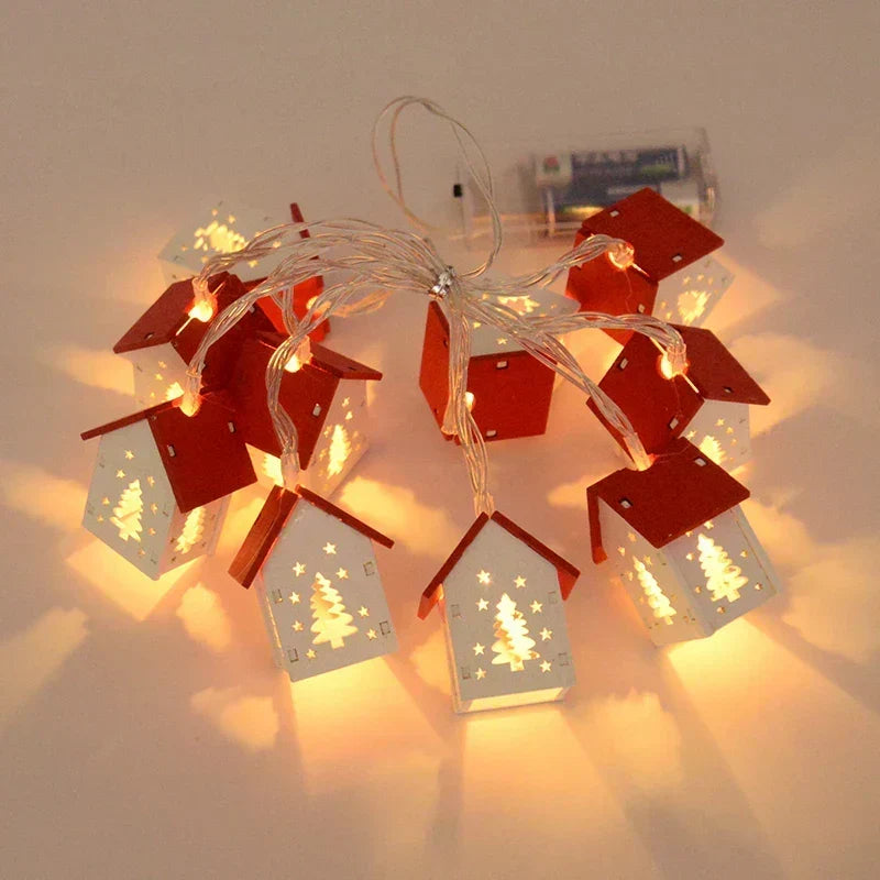 Holz Weihnachtshäuschen mit LED Weihnachtsbeleuchtung – Dekorative Weihnachtsdekoration