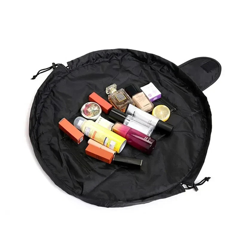 GlamFold Kosmetiktasche | Geräumige Tasche mit Kordelzug für stilvolle und praktische Nutzung in Schwarz