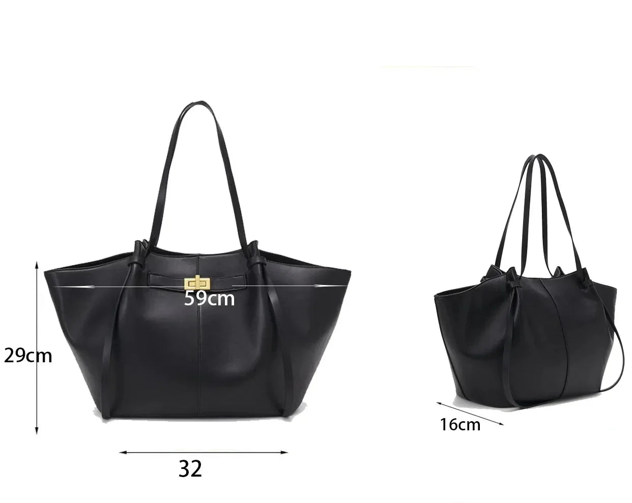 Große Handtasche Lyra aus schwarzem PU-Leder